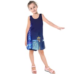 Shanghai Oriental Pearl Tv Tower Kids  Sleeveless Dress by BangZart