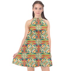 Eye Catching Pattern Halter Neckline Chiffon Dress  by linceazul