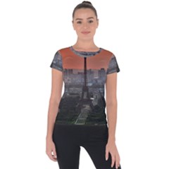 Paris France French Eiffel Tower Short Sleeve Sports Top  by Nexatart