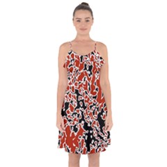 Splatter Abstract Texture Ruffle Detail Chiffon Dress by dflcprints