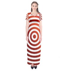 Concentric Red Rings Background Short Sleeve Maxi Dress by Nexatart