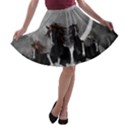 Awesome Wild Black Horses Running In The Night A-line Skater Skirt View1