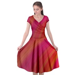 Abstract Red Background Fractal Cap Sleeve Wrap Front Dress by Nexatart