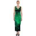 Green Space All Universe Cosmos Galaxy Fitted Maxi Dress View1