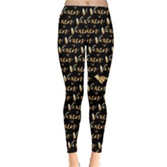 Hotwife Vixen With Butterfly In Gold On Black Leggings  by MakeaStatementClothing