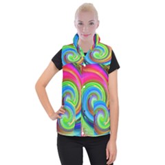 Rainbow Twist Women s Button Up Puffer Vest by norastpatrick