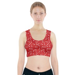 Fish Bones Pattern Sports Bra With Pocket by ValentinaDesign