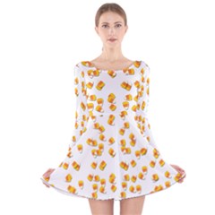 Candy Corn Long Sleeve Velvet Skater Dress by Valentinaart