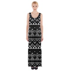 Aztec Influence Pattern Maxi Thigh Split Dress by ValentinaDesign