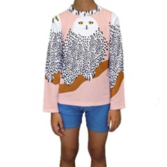 Animals Bird Owl Pink Polka Dots Kids  Long Sleeve Swimwear by Mariart