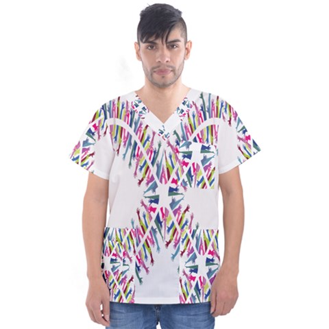 Free Symbol Hands Men s V-neck Scrub Top by Mariart