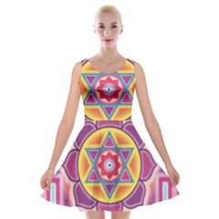 Kali Yantra Inverted Rainbow Velvet Skater Dress by Mariart