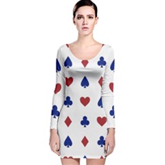 Playing Cards Hearts Diamonds Long Sleeve Velvet Bodycon Dress by Mariart