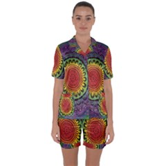 Rainbow Mandala Circle Satin Short Sleeve Pyjamas Set by Mariart