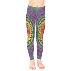 Rainbow Mandala Circle Kids  Legging by Mariart