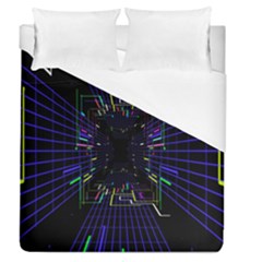 Seamless 3d Animation Digital Futuristic Tunnel Path Color Changing Geometric Electrical Line Zoomin Duvet Cover (queen Size) by Mariart