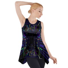 Seamless 3d Animation Digital Futuristic Tunnel Path Color Changing Geometric Electrical Line Zoomin Side Drop Tank Tunic by Mariart