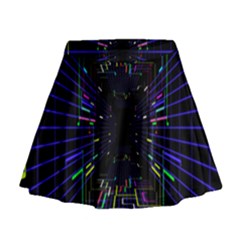 Seamless 3d Animation Digital Futuristic Tunnel Path Color Changing Geometric Electrical Line Zoomin Mini Flare Skirt by Mariart