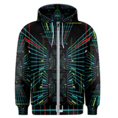 Seamless 3d Animation Digital Futuristic Tunnel Path Color Changing Geometric Electrical Line Zoomin Men s Zipper Hoodie by Mariart