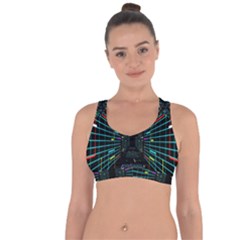 Seamless 3d Animation Digital Futuristic Tunnel Path Color Changing Geometric Electrical Line Zoomin Cross String Back Sports Bra by Mariart