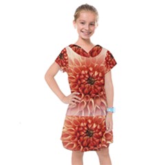 Dahlia Flower Joy Nature Luck Kids  Drop Waist Dress by Nexatart