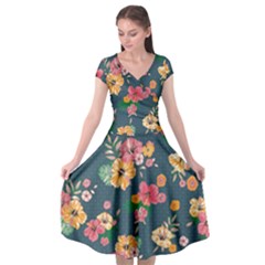 Aloha Hawaii Flower Floral Sexy Cap Sleeve Wrap Front Dress by Mariart