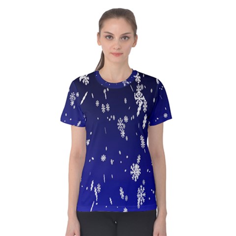 Blue Sky Christmas Snowflake Women s Cotton Tee by Mariart