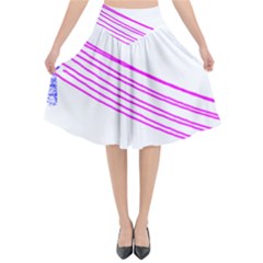 Electricty Power Pole Blue Pink Flared Midi Skirt by Mariart