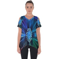 Flower Stigma Colorful Rainbow Animation Space Cut Out Side Drop Tee by Mariart