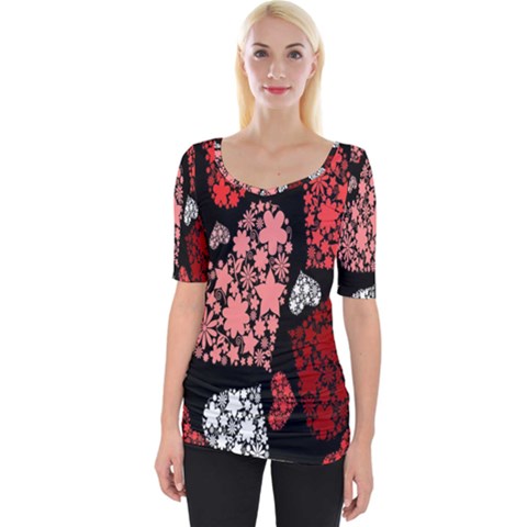 Floral Flower Heart Valentine Wide Neckline Tee by Mariart