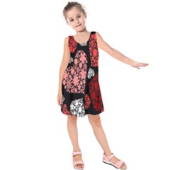 Floral Flower Heart Valentine Kids  Sleeveless Dress by Mariart