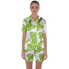 Fruit Green Grape Satin Short Sleeve Pyjamas Set by Mariart