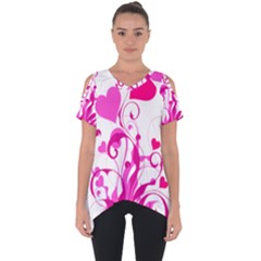 Heart Flourish Pink Valentine Cut Out Side Drop Tee by Mariart