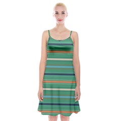 Horizontal Line Green Red Orange Spaghetti Strap Velvet Dress by Mariart