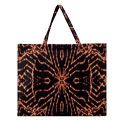 Golden Fire Pattern Polygon Space Zipper Large Tote Bag by Mariart