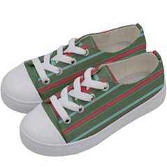 Horizontal Line Red Green Kids  Low Top Canvas Sneakers by Mariart