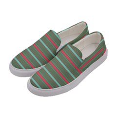 Horizontal Line Red Green Women s Canvas Slip Ons by Mariart