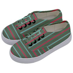 Horizontal Line Red Green Kids  Classic Low Top Sneakers by Mariart