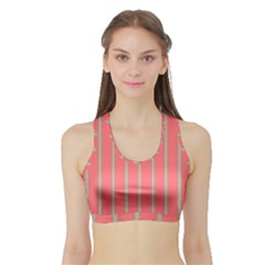 Line Red Grey Vertical Sports Bra With Border by Mariart