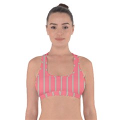 Line Red Grey Vertical Cross Back Sports Bra by Mariart