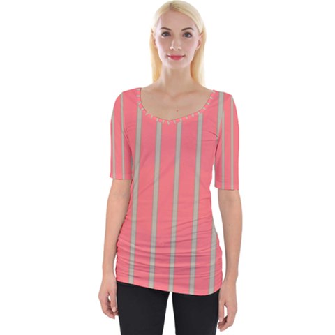 Line Red Grey Vertical Wide Neckline Tee by Mariart