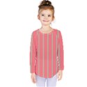 Line Red Grey Vertical Kids  Long Sleeve Tee View1