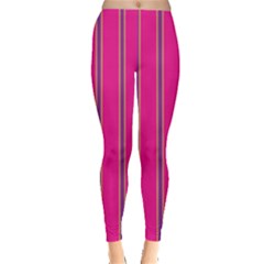 Pink Line Vertical Purple Yellow Fushia Leggings  by Mariart