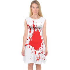 Red Blood Splatter Capsleeve Midi Dress by Mariart