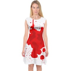 Red Blood Transparent Capsleeve Midi Dress by Mariart