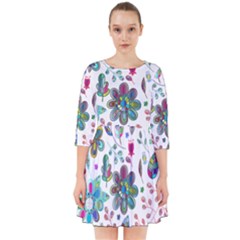 Prismatic Psychedelic Floral Heart Background Smock Dress by Mariart