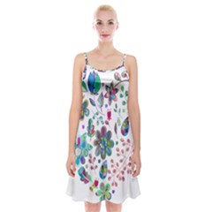 Prismatic Psychedelic Floral Heart Background Spaghetti Strap Velvet Dress by Mariart