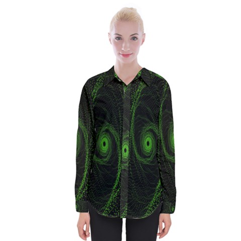 Space Green Hypnotizing Tunnel Animation Hole Polka Green Womens Long Sleeve Shirt by Mariart