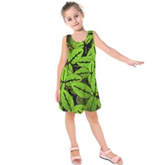 Nature Print Pattern Kids  Sleeveless Dress by dflcprints