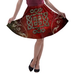 The Celtic Knot With Floral Elements A-line Skater Skirt by FantasyWorld7